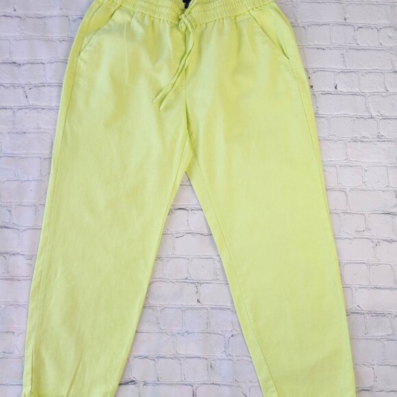 J.Crew factory bright neon yellow linen cotton blend pants size 8 - Picture 3 of 12